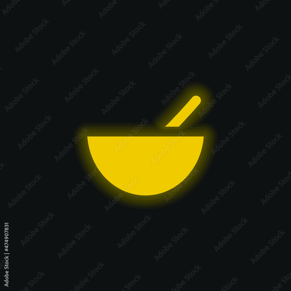 Bowl yellow glowing neon icon Bowl yellow glowing neon icon
