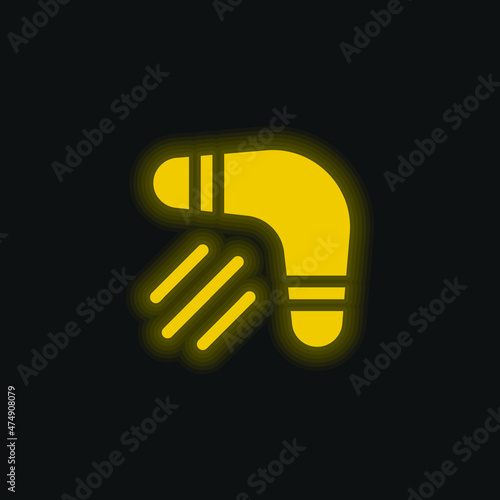 Boomerang yellow glowing neon icon