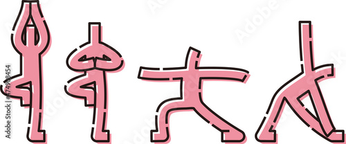 ヨガをする棒人間（セット）