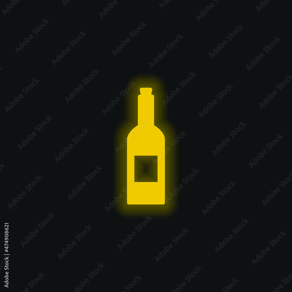Bottle Of Wine yellow glowing neon icon Bottle Of Wine yellow glowing neon icon