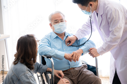 professional doctor working in medical checking up patient in hospital clinic, health care concept