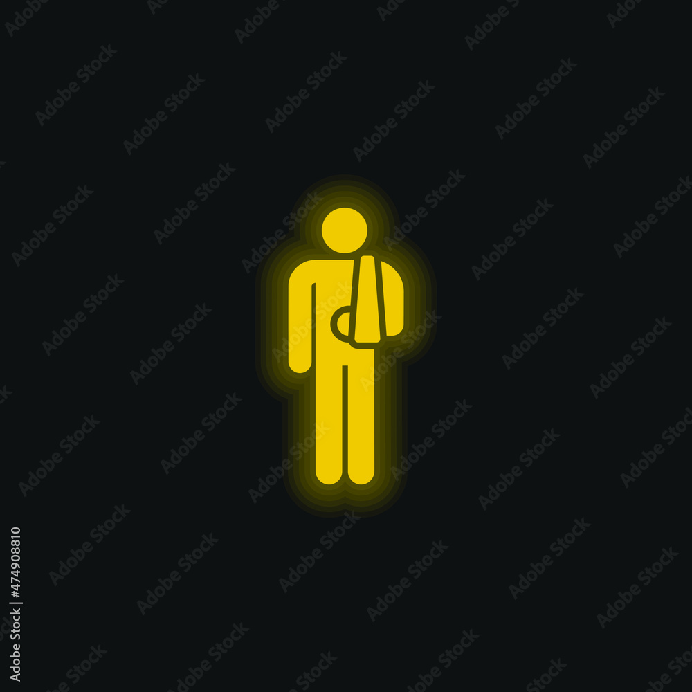 Accident yellow glowing neon icon Accident yellow glowing neon icon