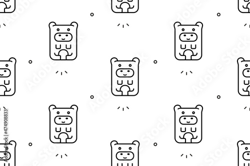 Seamless pattern with Hippos. Icon design. Template elements