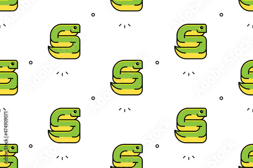 Seamless pattern with Snakes. Icon design. Template elements