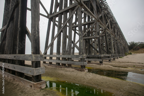 The Old Train Access Trestle at Fort Bragg on the California Coast Repurposed to Provide Pedestrians Access Between the Cliffs