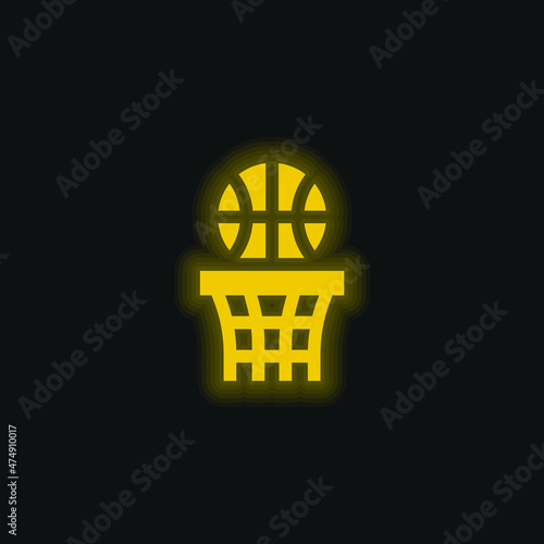 Basketball yellow glowing neon icon