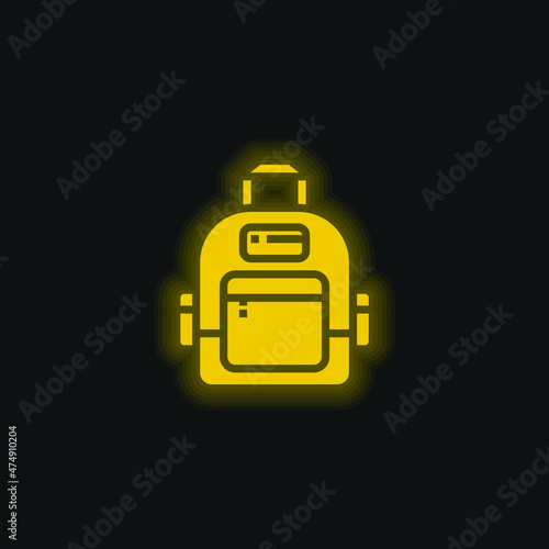 Backpack yellow glowing neon icon