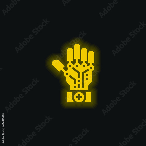 Artificial Intelligence yellow glowing neon icon