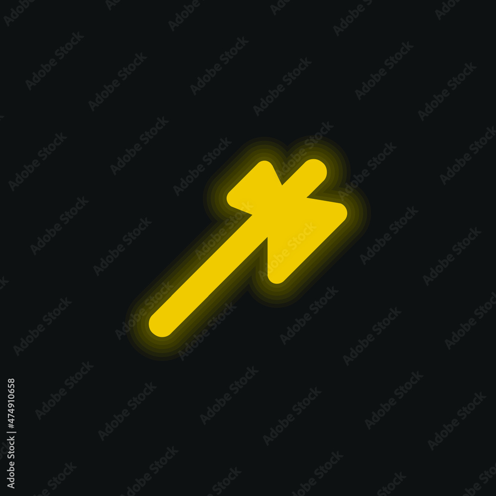 Fototapeta premium Axe yellow glowing neon icon