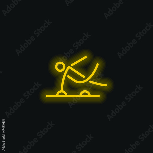 Athlete Stick Man yellow glowing neon icon