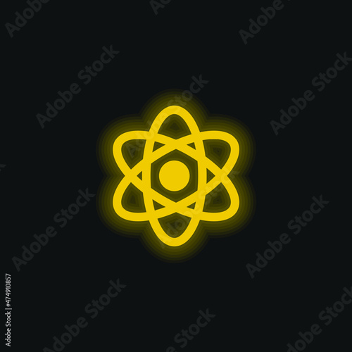 Atomic Energy yellow glowing neon icon