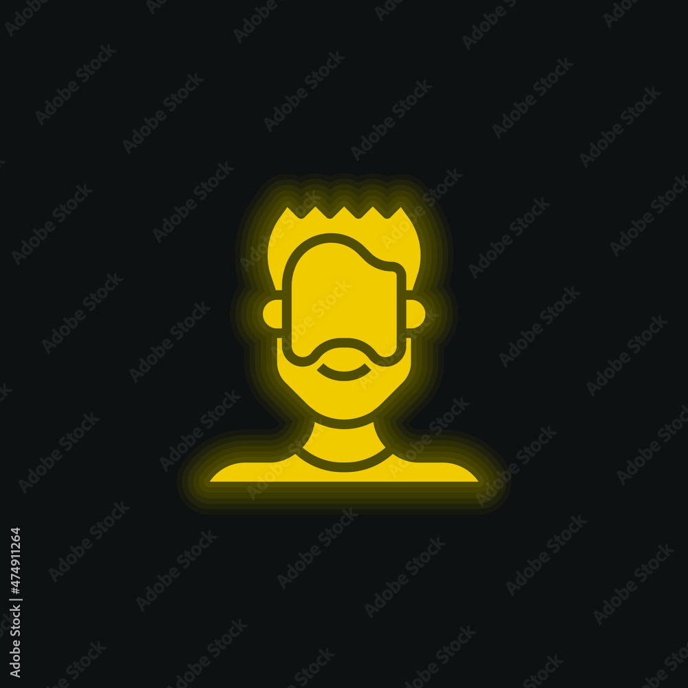 Beard yellow glowing neon icon