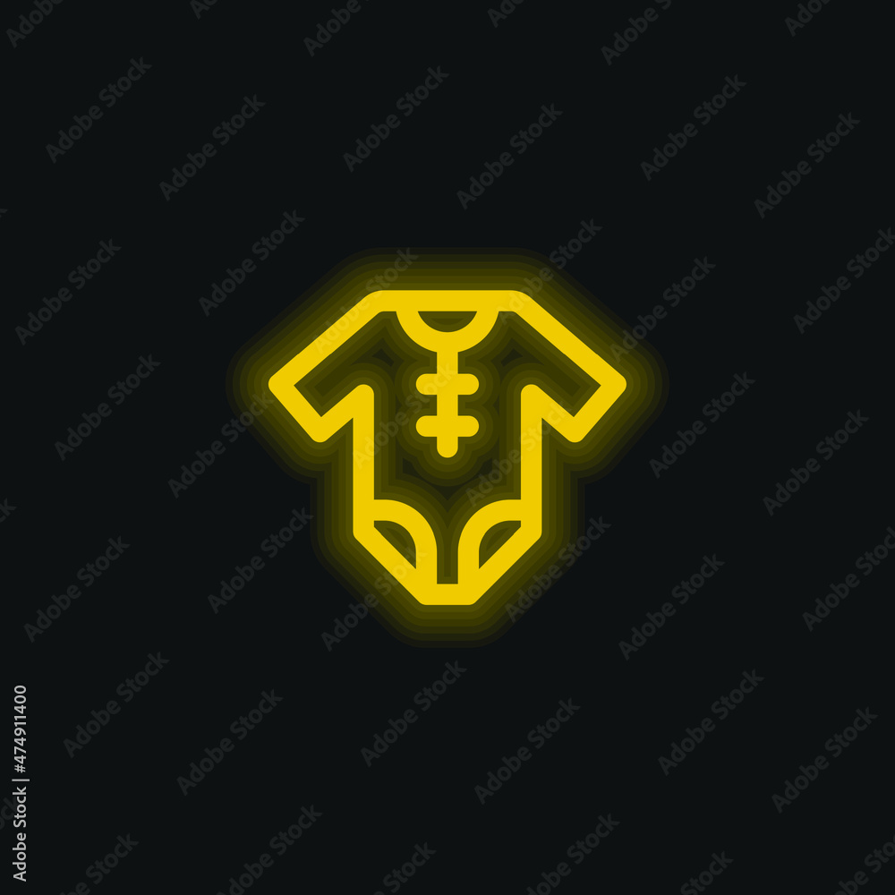 Baby Clothes yellow glowing neon icon Baby Clothes yellow glowing neon icon