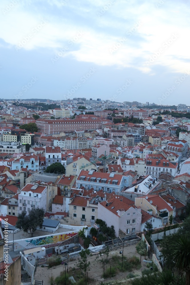 Cityscape of Lisbon in the dusk . Porugal