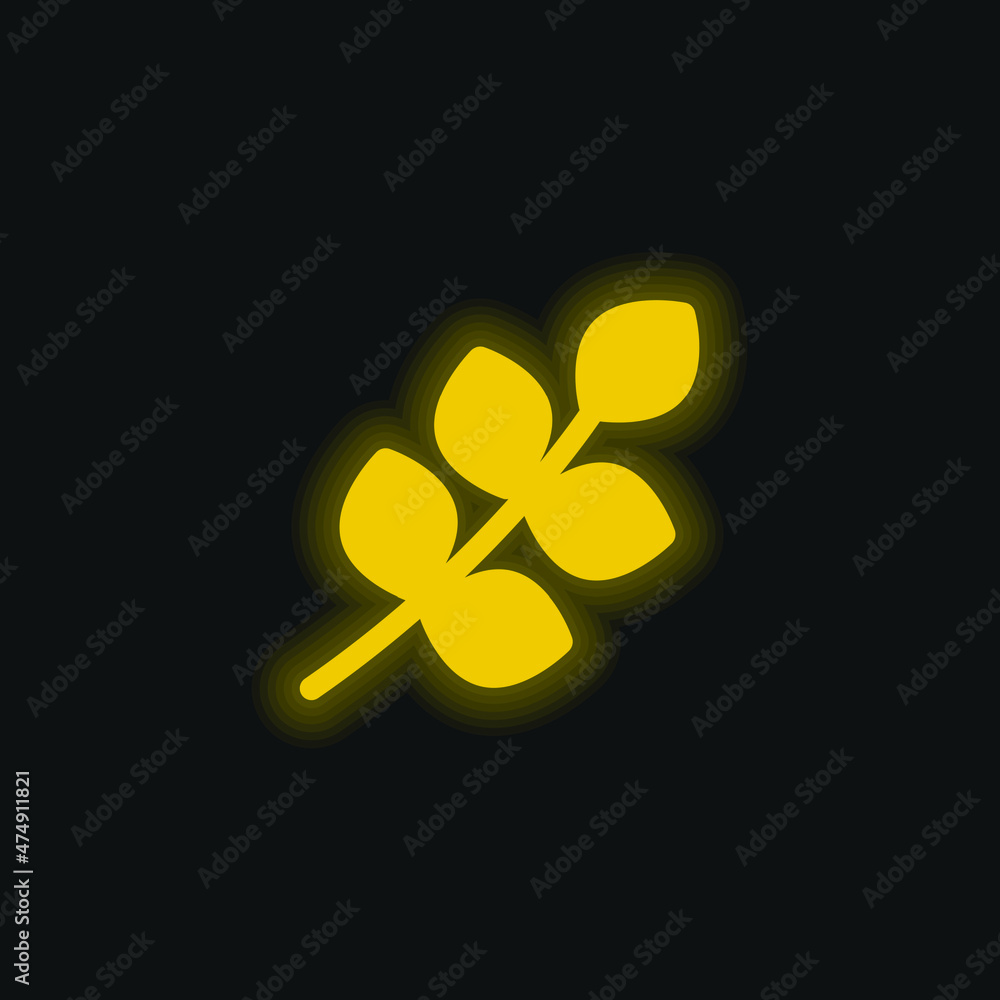 Branch yellow glowing neon icon Branch yellow glowing neon icon