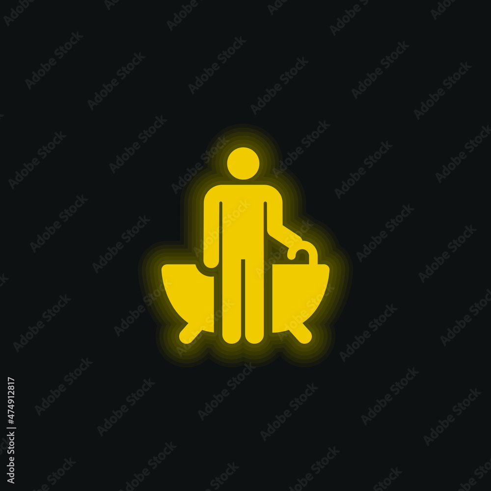 Bathtub yellow glowing neon icon Bathtub yellow glowing neon icon