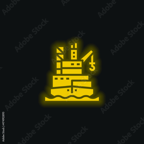 Barge yellow glowing neon icon