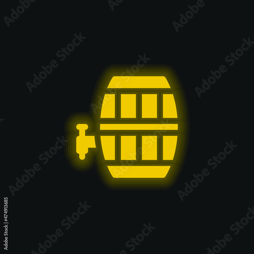 Barrel yellow glowing neon icon
