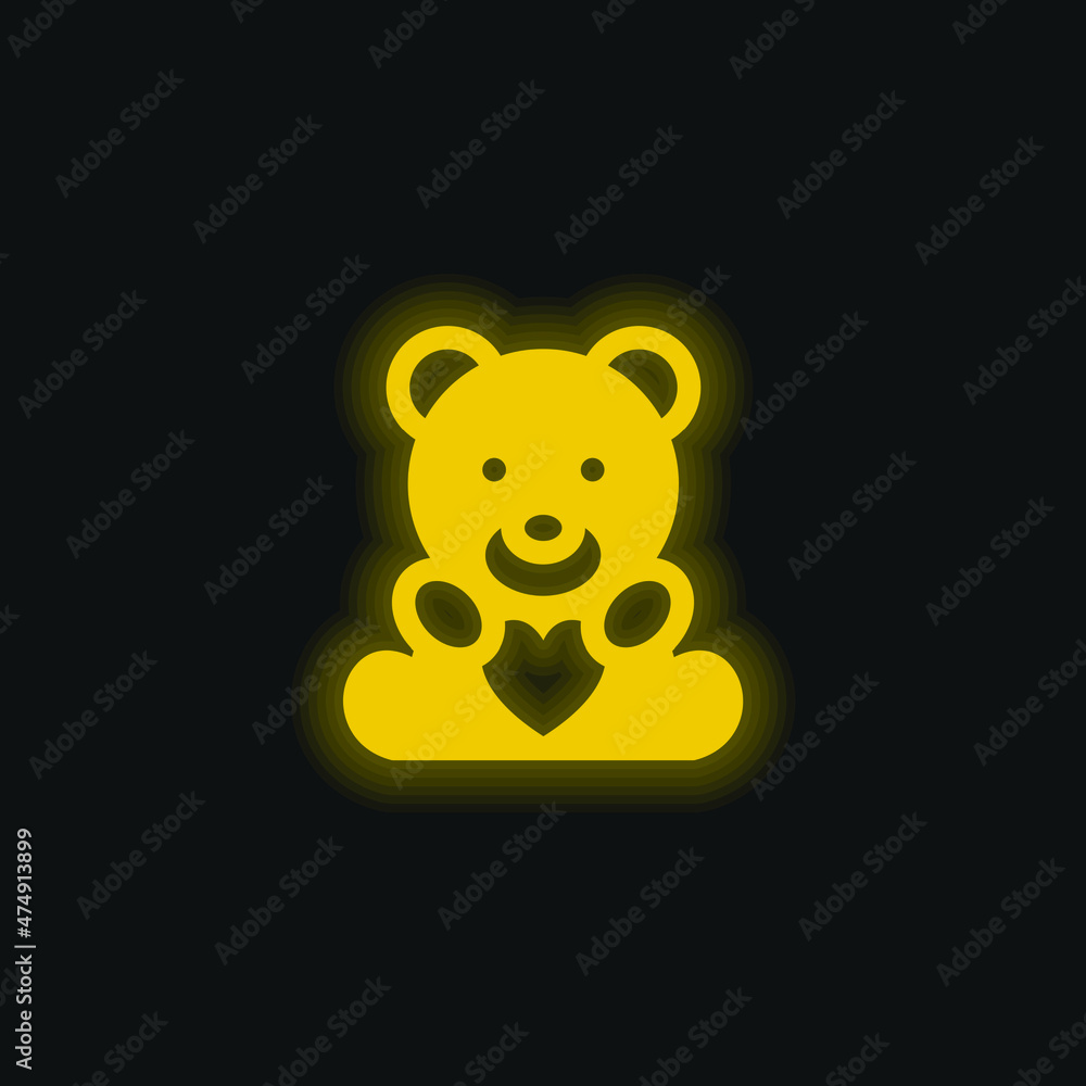 Fototapeta premium Beard With Heart yellow glowing neon icon