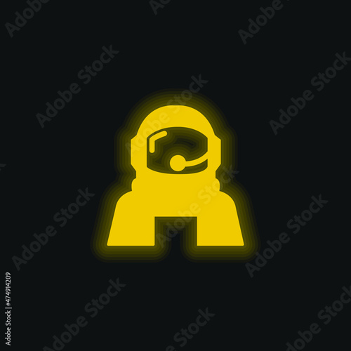 Astronaut Helmet Protection For Outer Space yellow glowing neon icon
