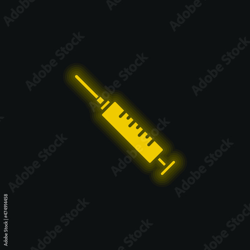 Anesthesia yellow glowing neon icon