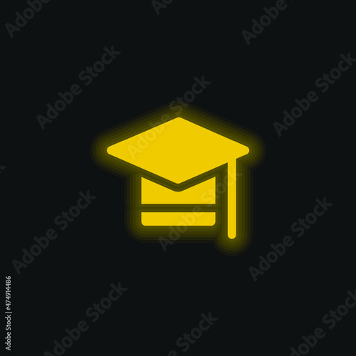 Bachelors Degree yellow glowing neon icon