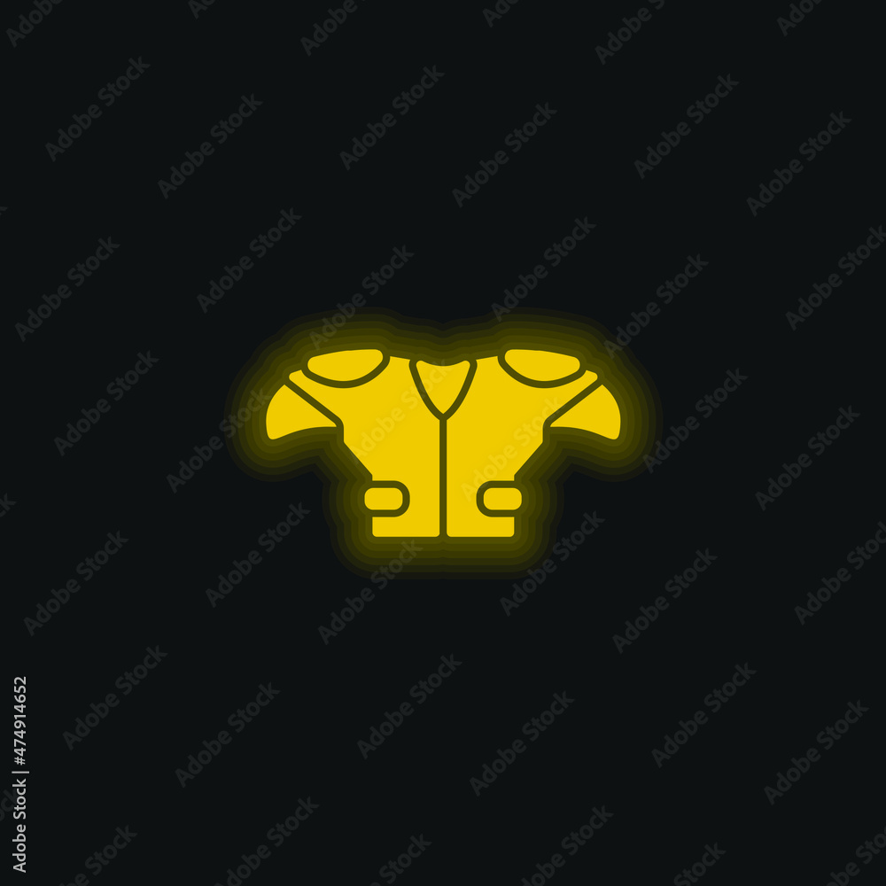 American Football Player Black T Shirt Cloth yellow glowing neon icon American Football Player Black T Shirt Cloth yellow glowing neon icon