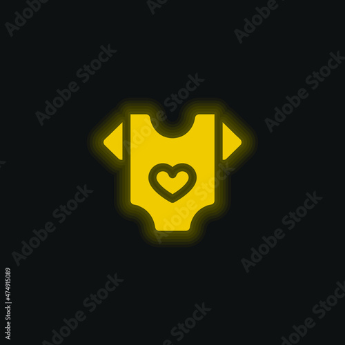 Baby Clothes yellow glowing neon icon