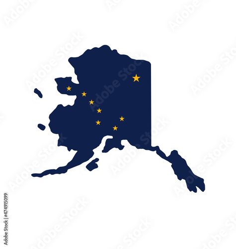 alaska ak state flag in map shape