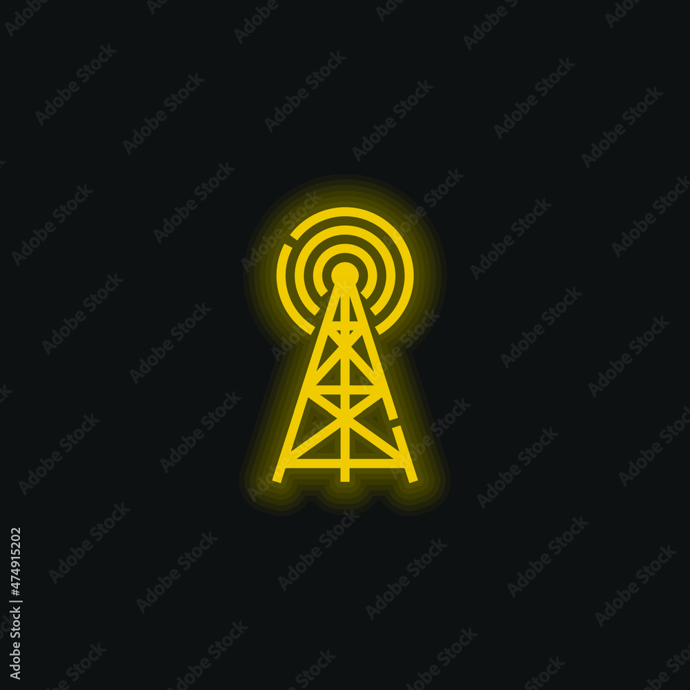 Antenna yellow glowing neon icon Antenna yellow glowing neon icon