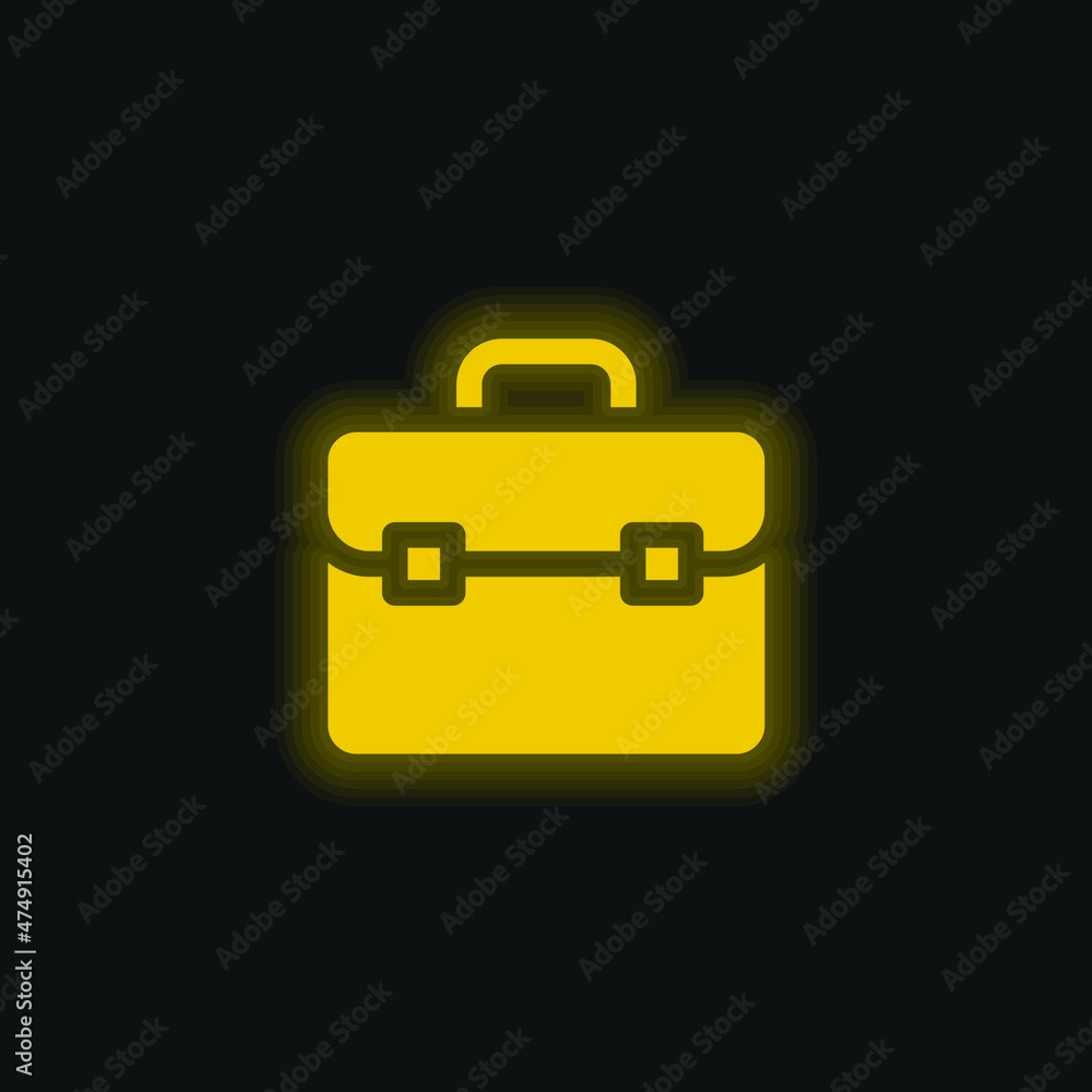 Briefcase yellow glowing neon icon Briefcase yellow glowing neon icon