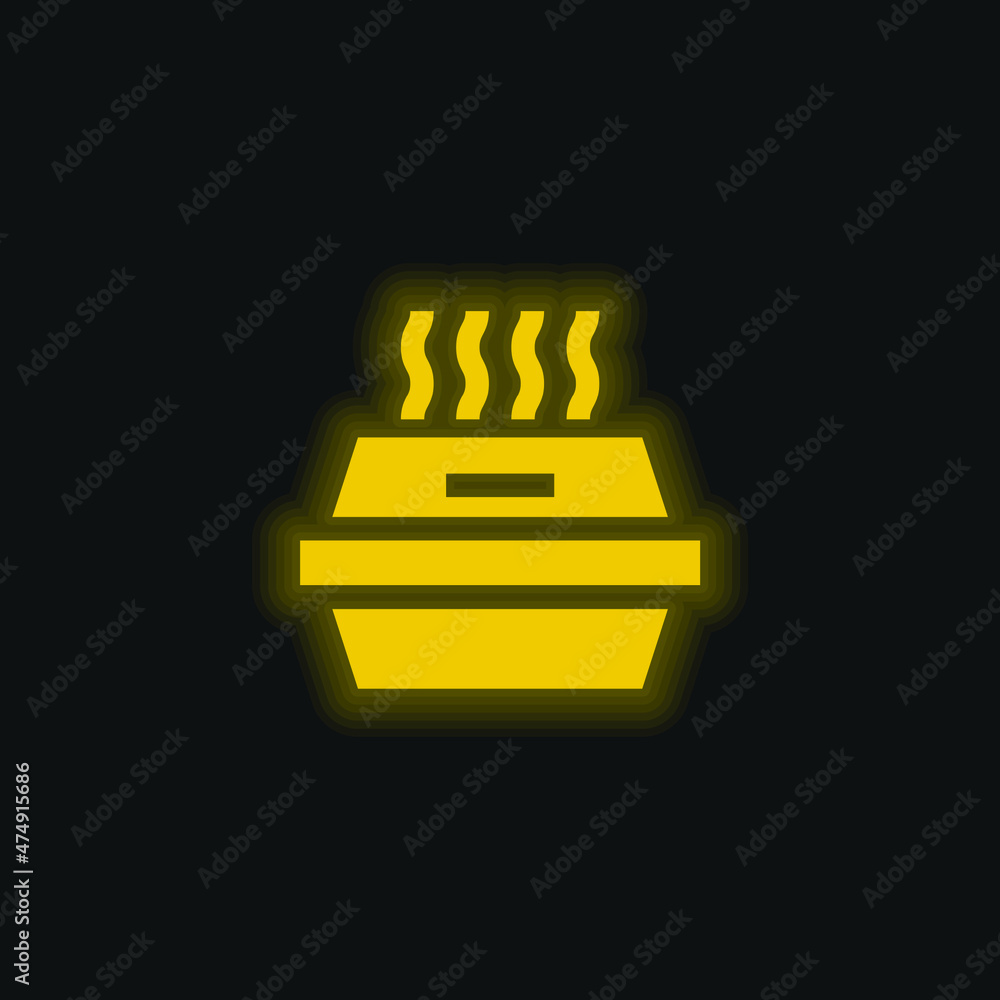 Box yellow glowing neon icon Box yellow glowing neon icon