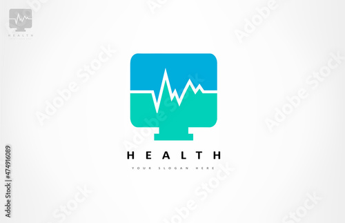 heartbeat monitor logo vector.  Logo design.