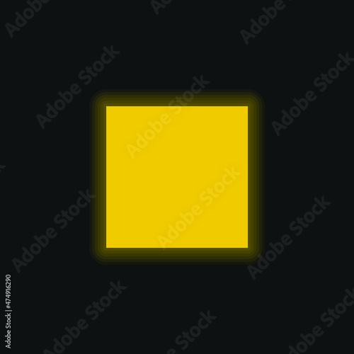 Black Square yellow glowing neon icon