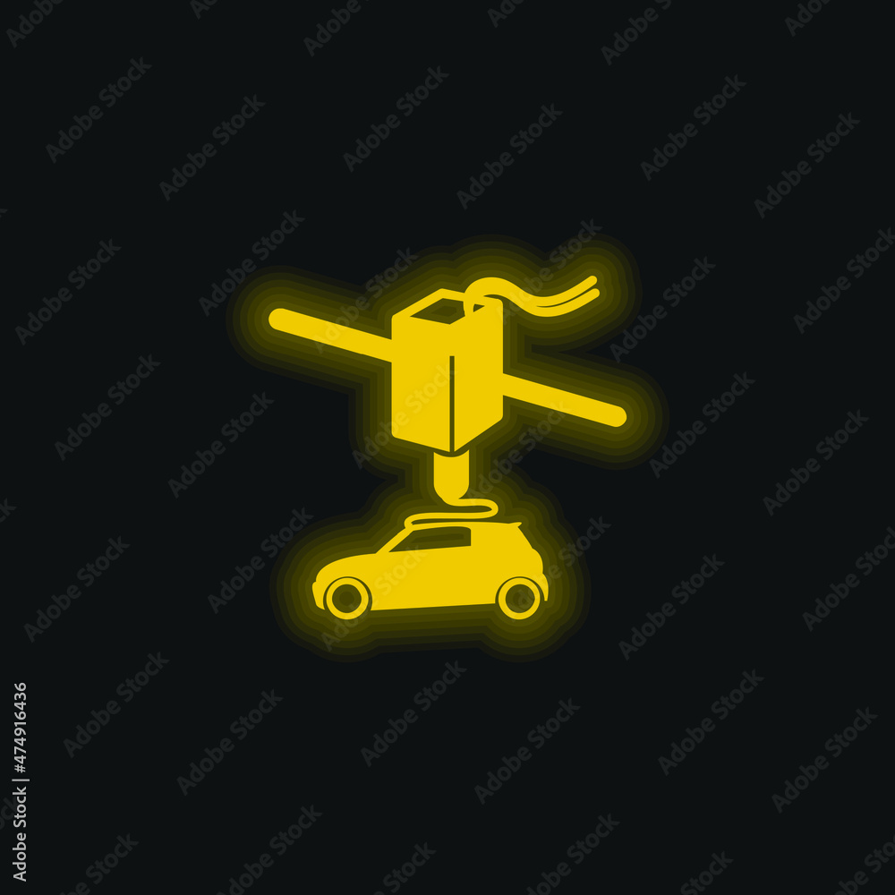 3d Printer Printing A Car yellow glowing neon icon 3d Printer Printing A Car yellow glowing neon icon