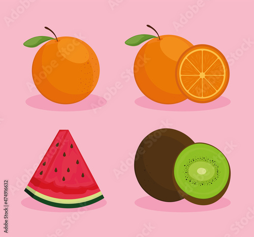 fresh fruits icons photo