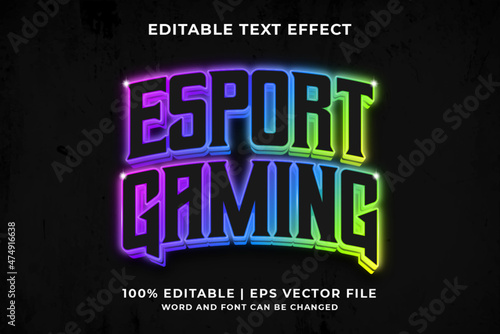 Editable text effect - Esport Gaming 3d template style premium vector