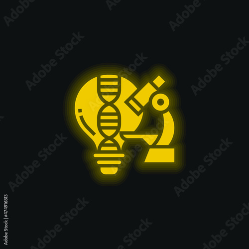 Analyze yellow glowing neon icon