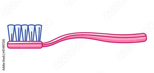 Illustration of toothbrush. Dentistry and health care icon. Stomatology medical item.