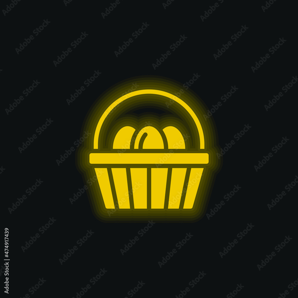 Basket yellow glowing neon icon Basket yellow glowing neon icon