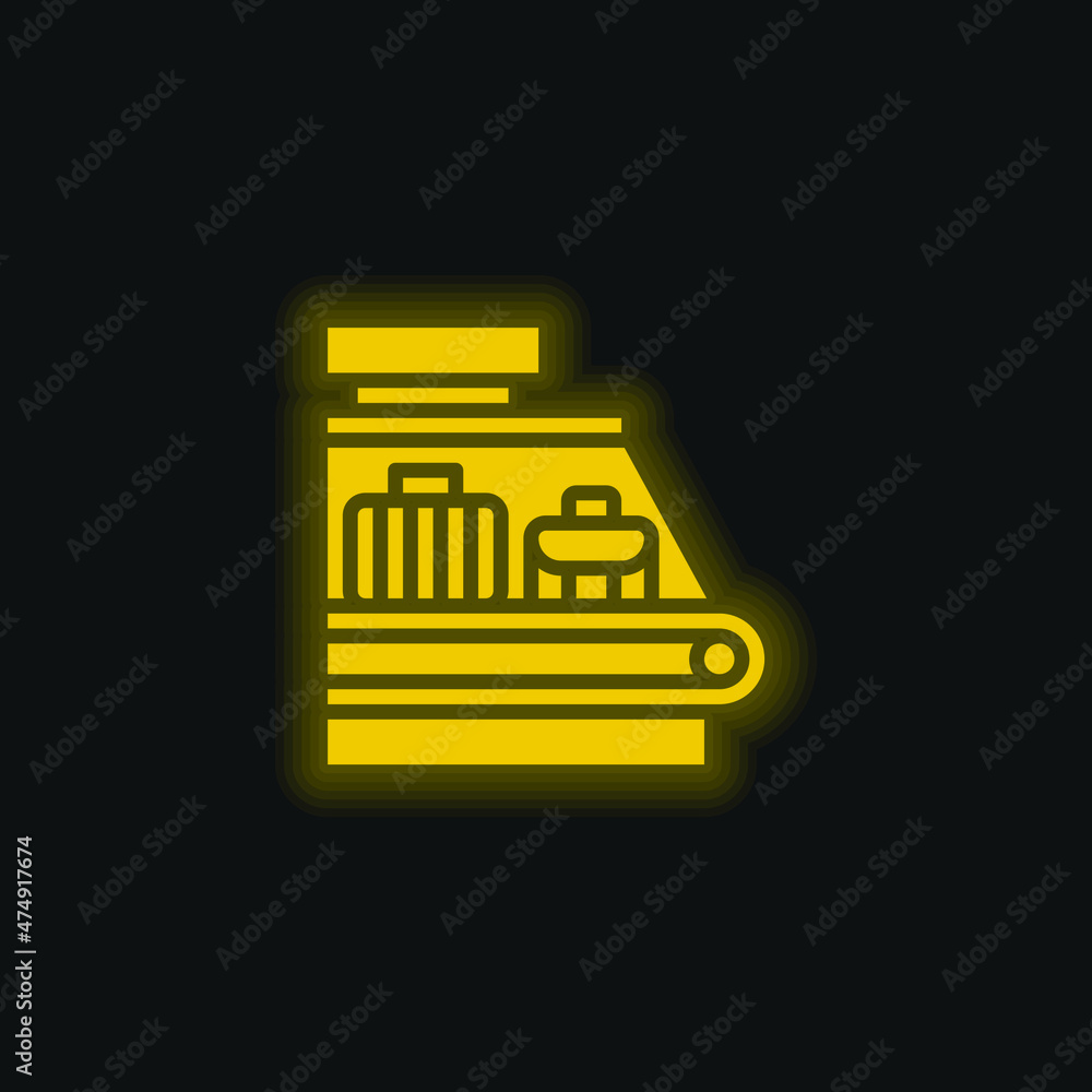 Baggage yellow glowing neon icon Baggage yellow glowing neon icon