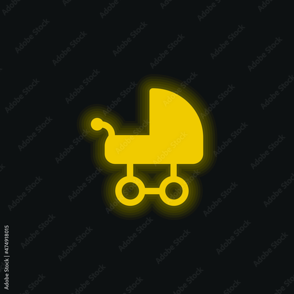 Baby Carriage yellow glowing neon icon Baby Carriage yellow glowing neon icon