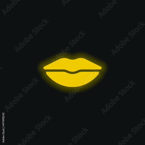 Big Lips yellow glowing neon icon