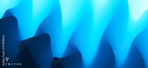 Blue abstract wavy background for banner, flyer and poster. Dynamic effect. Vector illustration. Cover design template. Can be used for advertising, marketing or presentation.