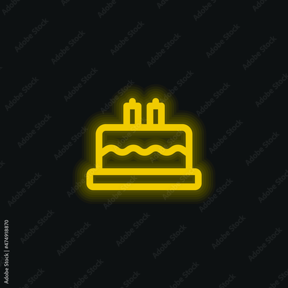Birthday Cake yellow glowing neon icon Birthday Cake yellow glowing neon icon
