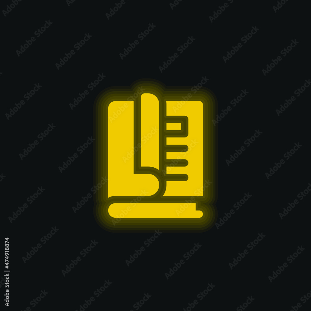 Book yellow glowing neon icon Book yellow glowing neon icon
