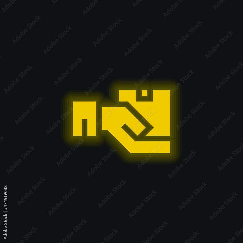 Box yellow glowing neon icon Box yellow glowing neon icon