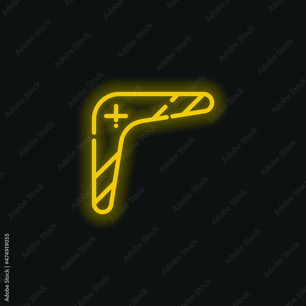 Boomerang yellow glowing neon icon Boomerang yellow glowing neon icon