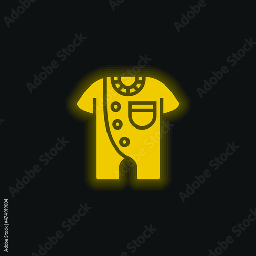 Bodysuit yellow glowing neon icon