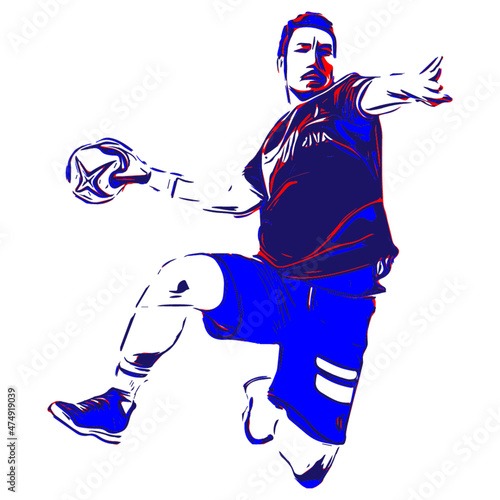 Dessin, illustration, handball player